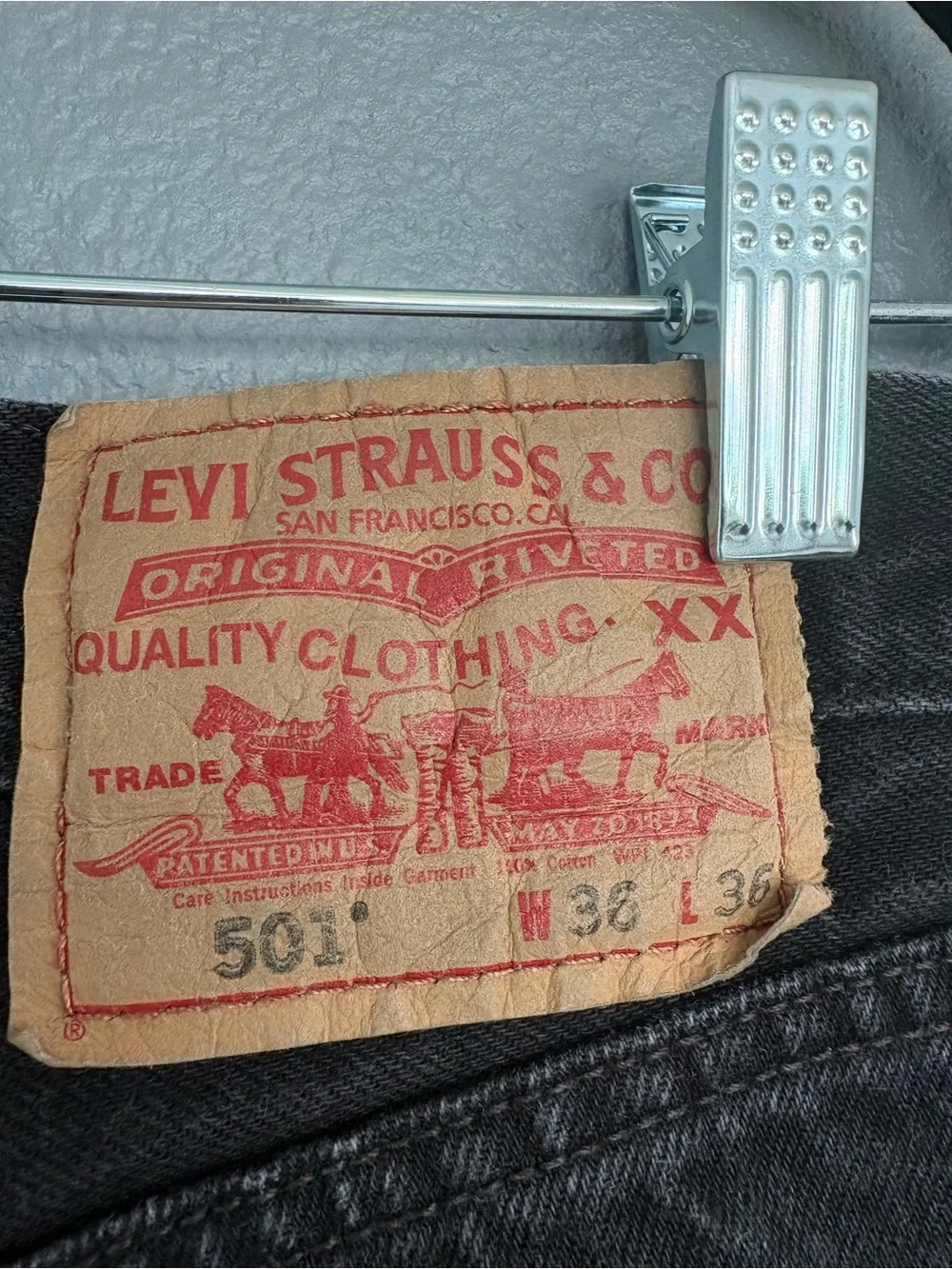Vintage Y2K Levi’s 501 Jeans W36 L36 Black Faded Button Fly Straight Leg